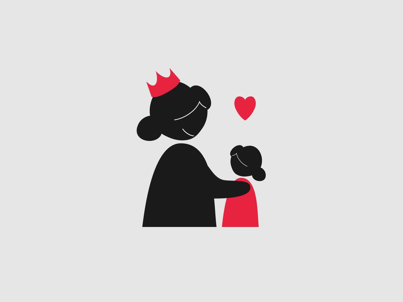 illustration depicts a mother child embrace rendered in a stylized minimalist design vector