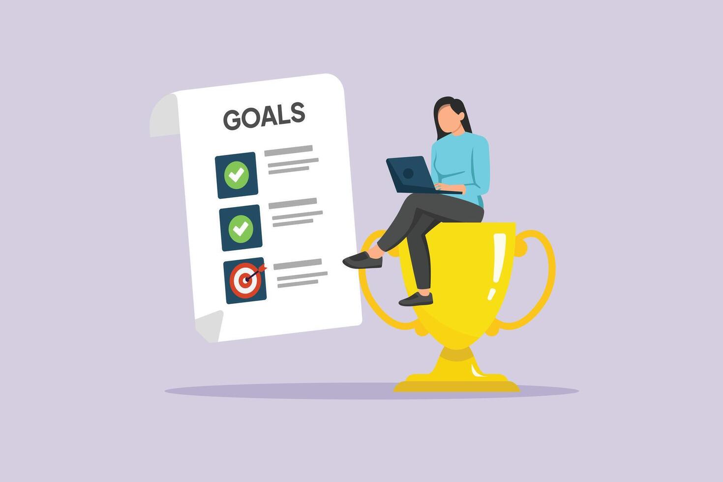 Private achievements. Personal Goals Concept. Colored flat illustration isolated vector