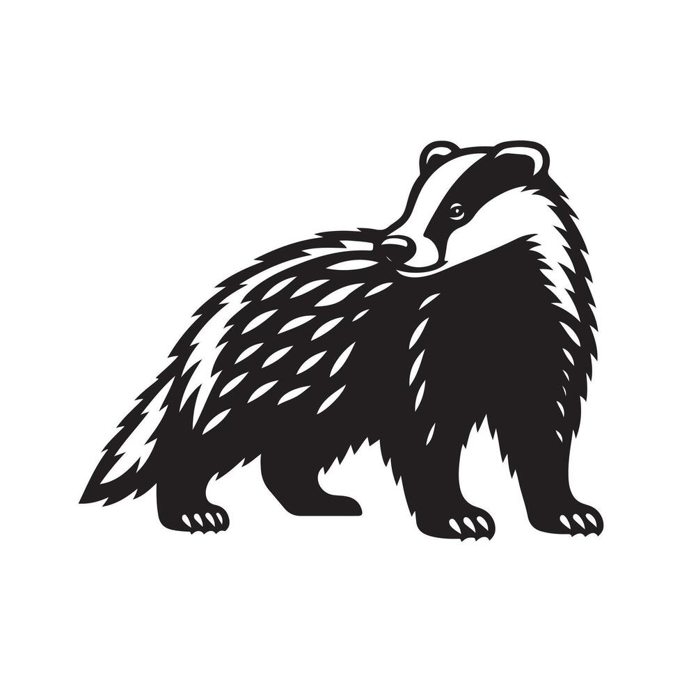 Unique European Badger Silhouette Graphic vector