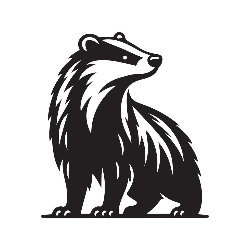 Customizable European Badger Silhouette Art vector