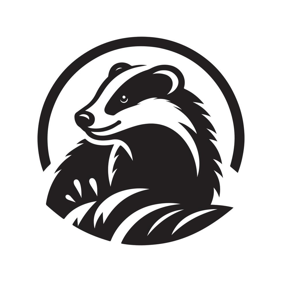 European Badger Silhouette Black for Stationery Design vector