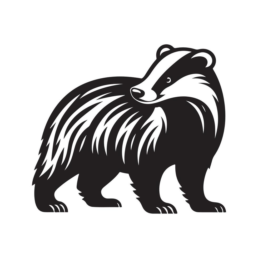 European Badger Black Silhouette for Website Graphics vector