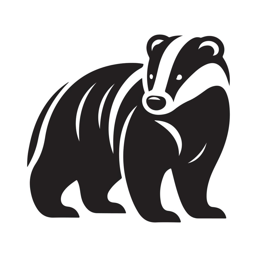 Elegant Black European Badger Silhouette for Logos vector