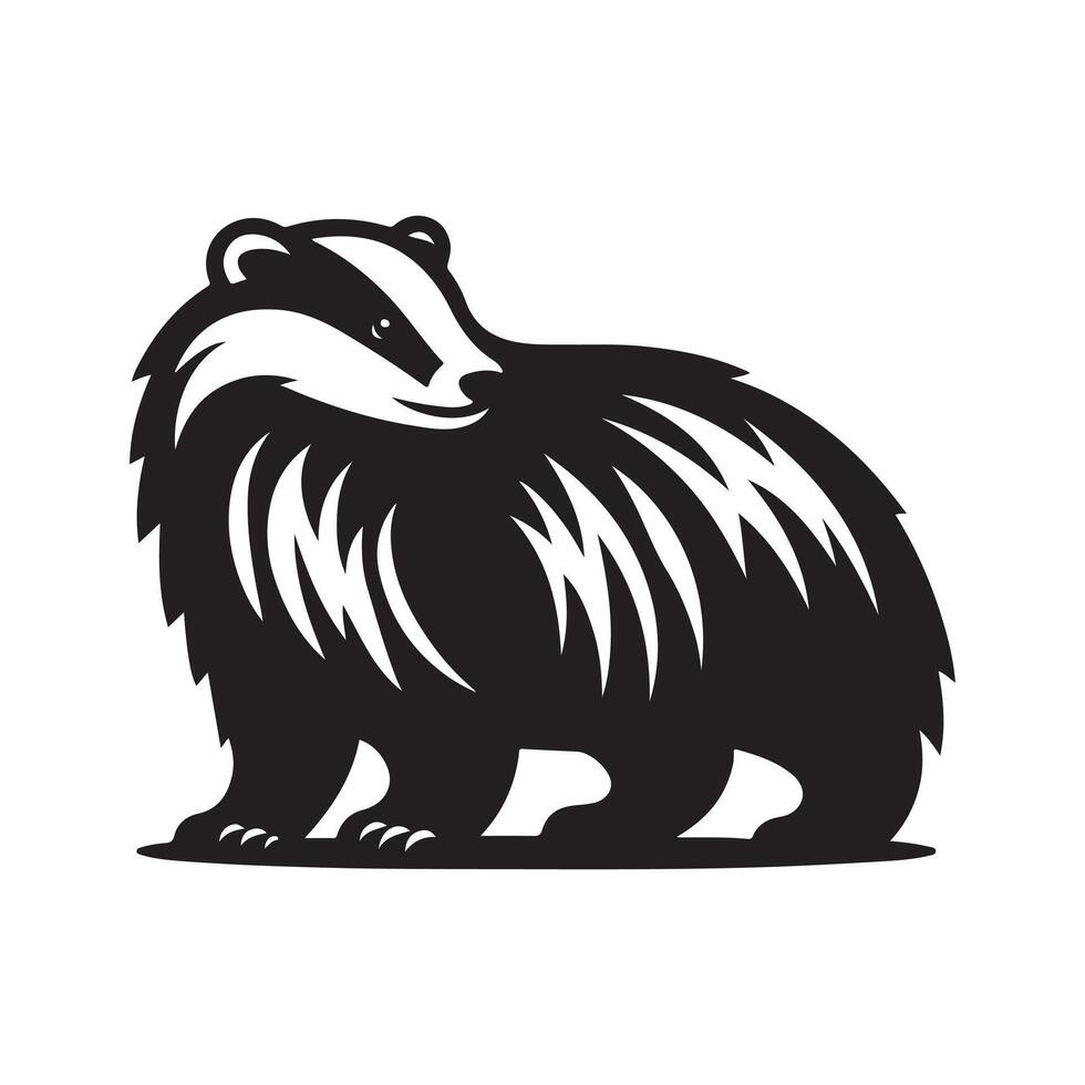 Versatile European Badger Black Silhouette vector
