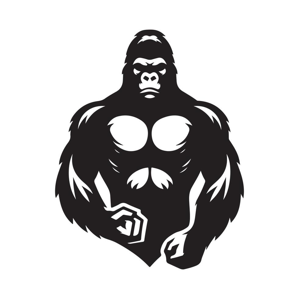 Elegant Black Western Gorilla Silhouette Design vector