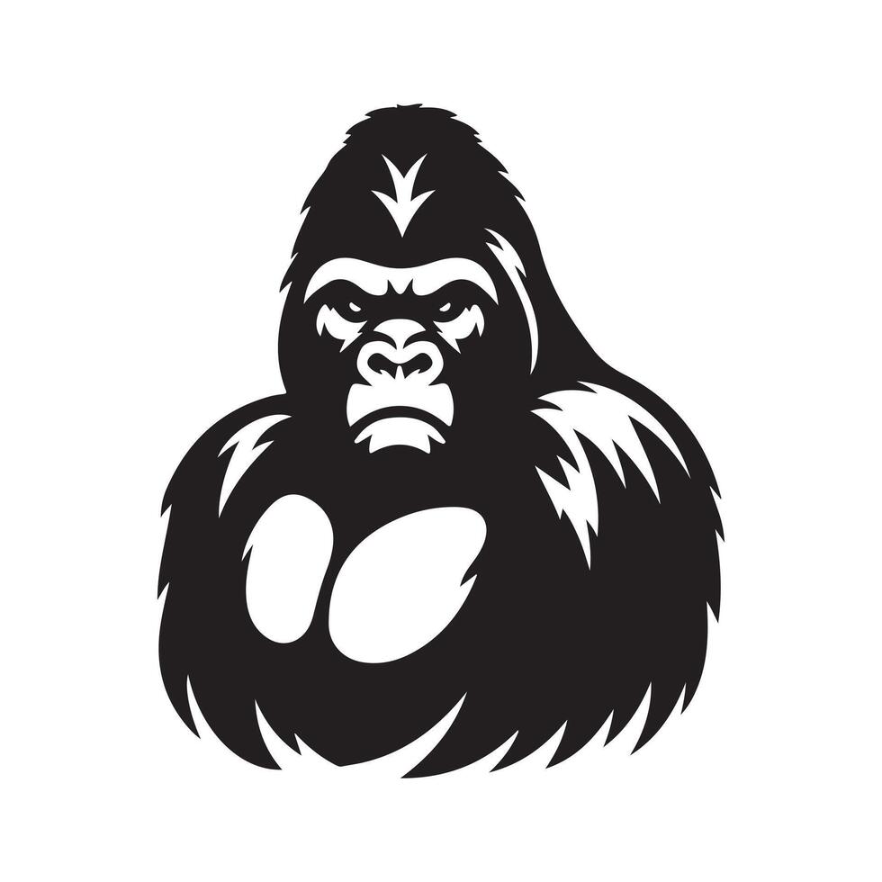 Western Gorilla Black Silhouette for Branding Projects vector