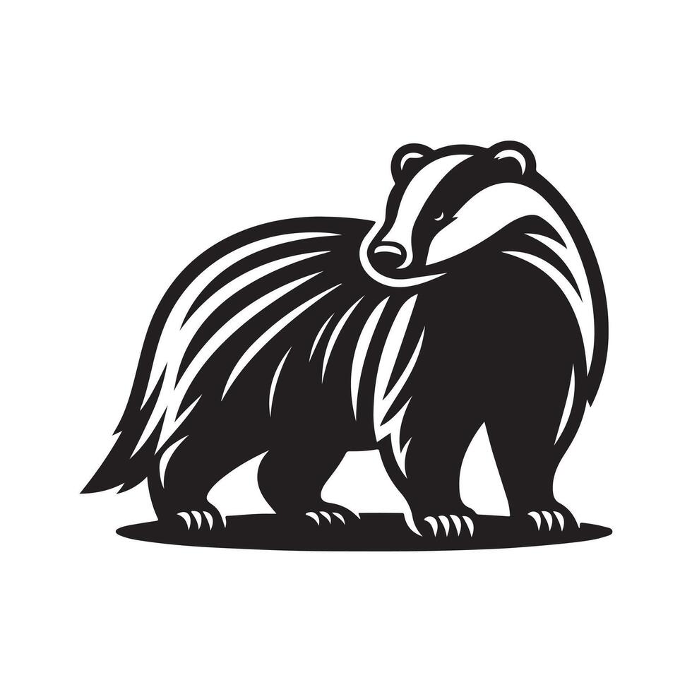 Stylish European Badger Silhouette Art vector