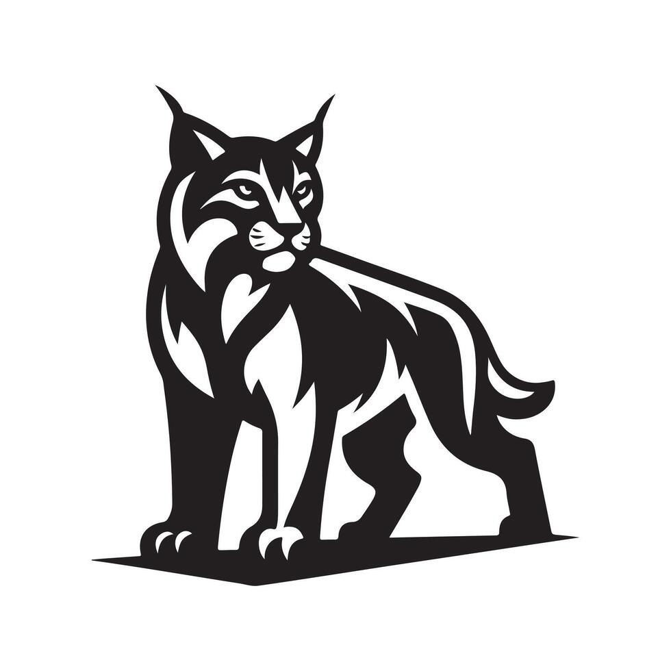 Detailed Lynxes Black Silhouette for Projects vector