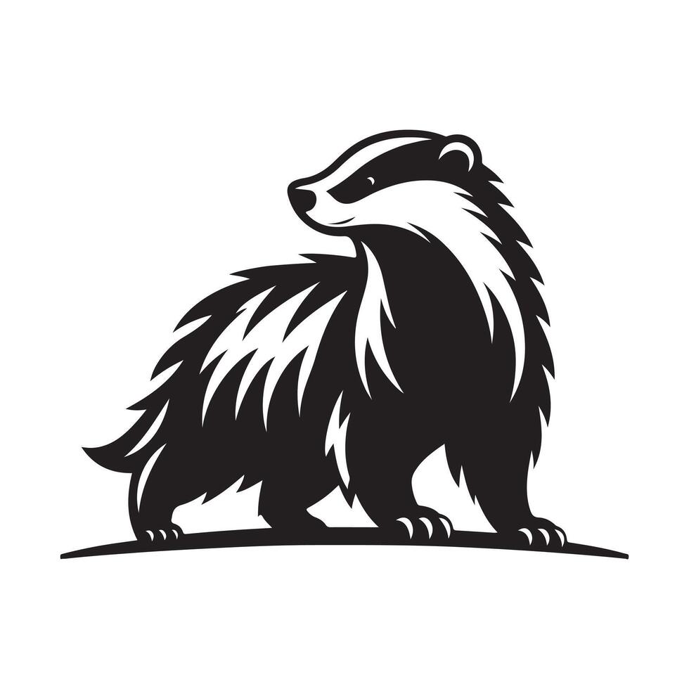 Creative European Badger Silhouette Art vector