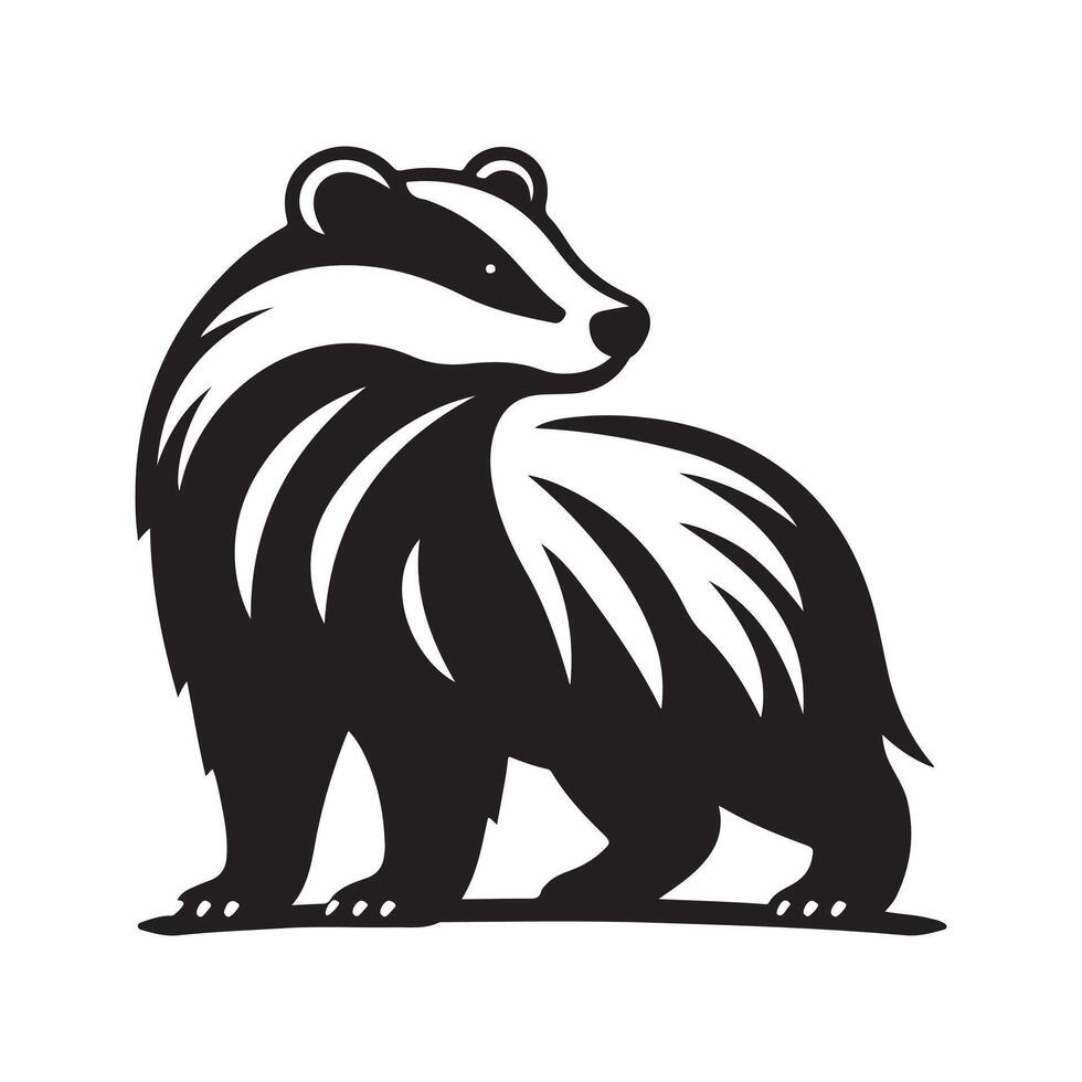 European Badger Silhouette for Print Designs vector