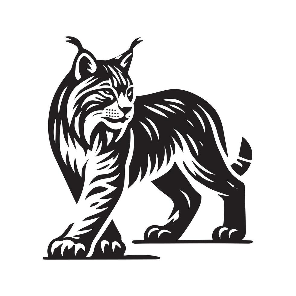 Customizable Lynxes Black Silhouette Art vector