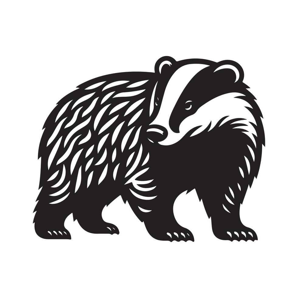 European Badger Black Silhouette for Posters vector