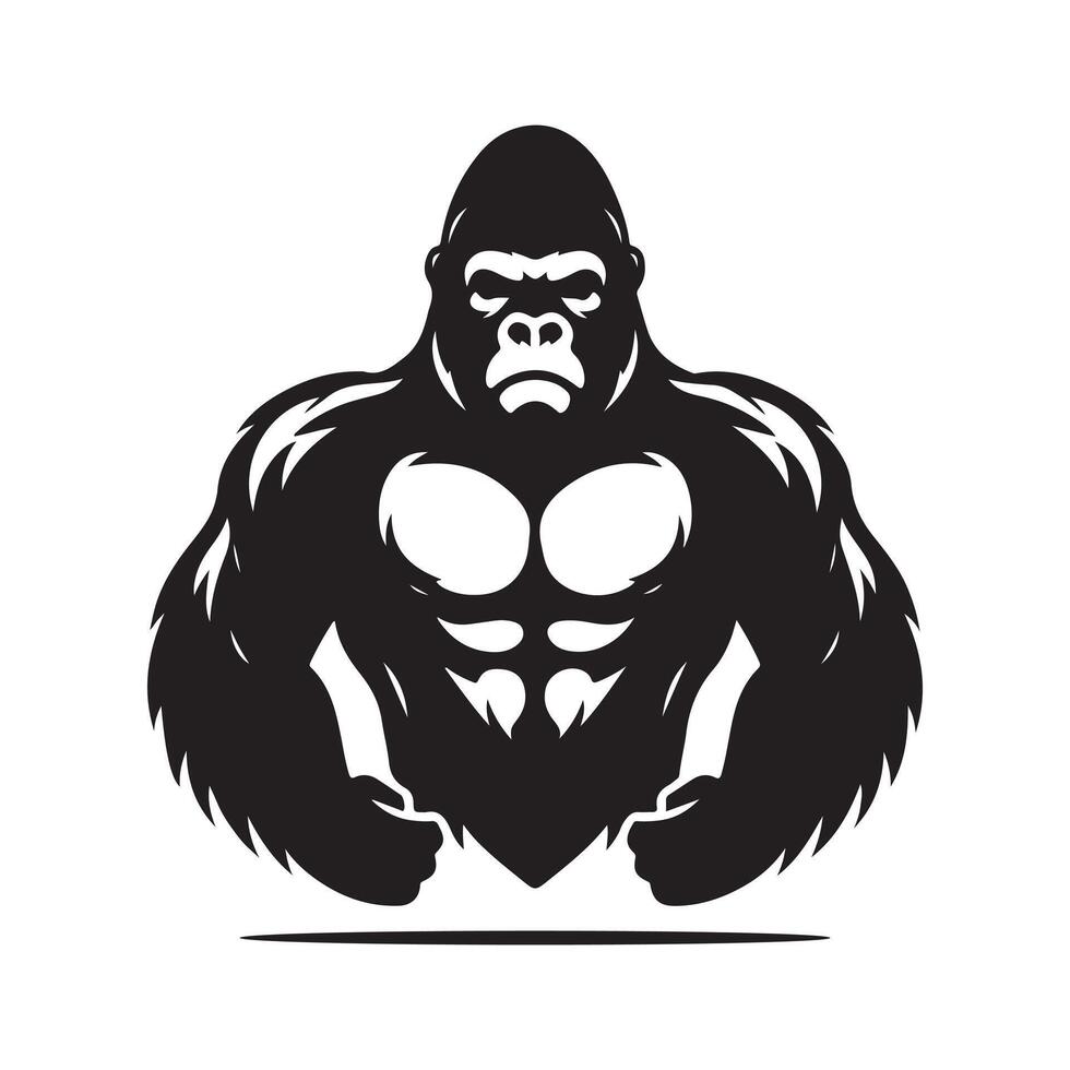 Customizable Western Gorilla Black Silhouette vector