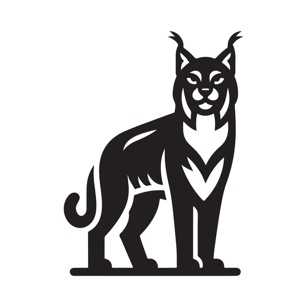 Stylish Lynxes Black Silhouette Art vector