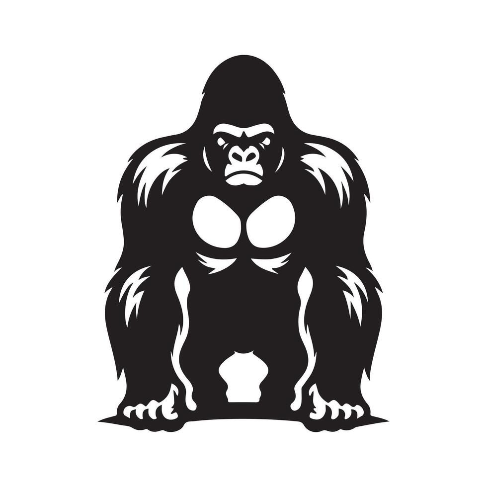 Western Gorilla Black Silhouette for Digital Art vector