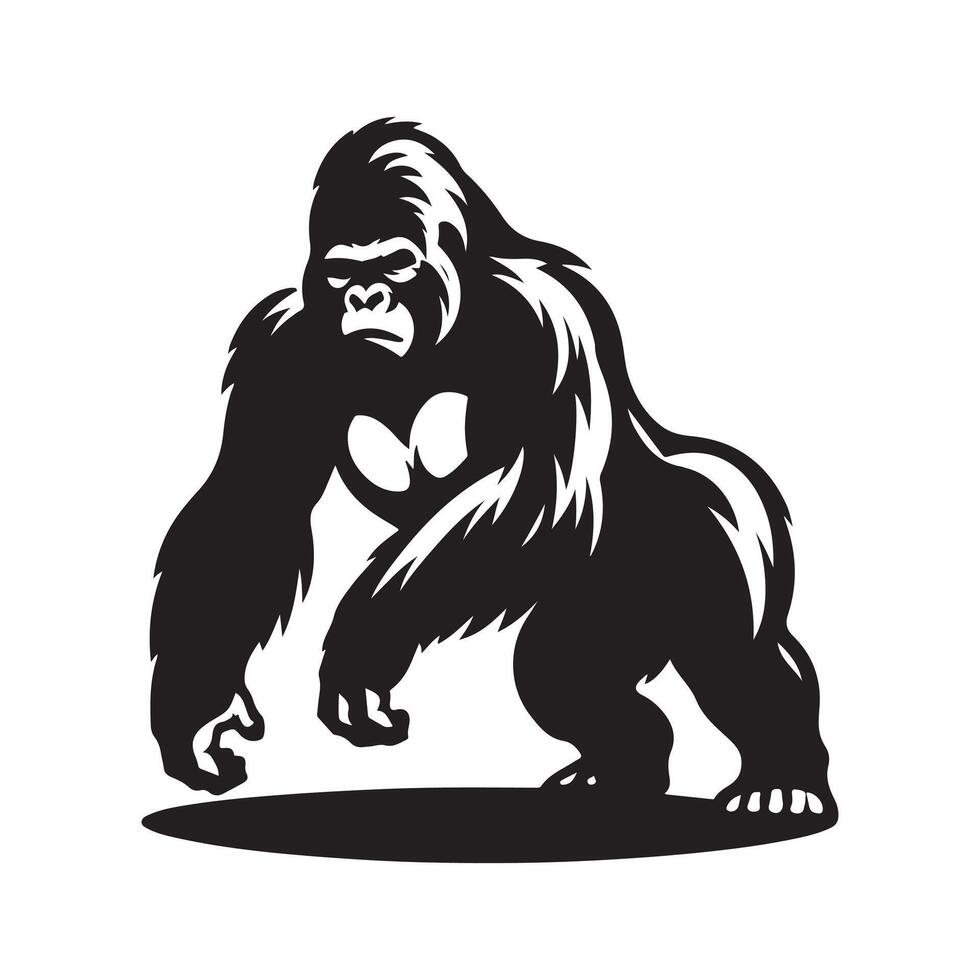 Versatile Western Gorilla Black Silhouette Design vector
