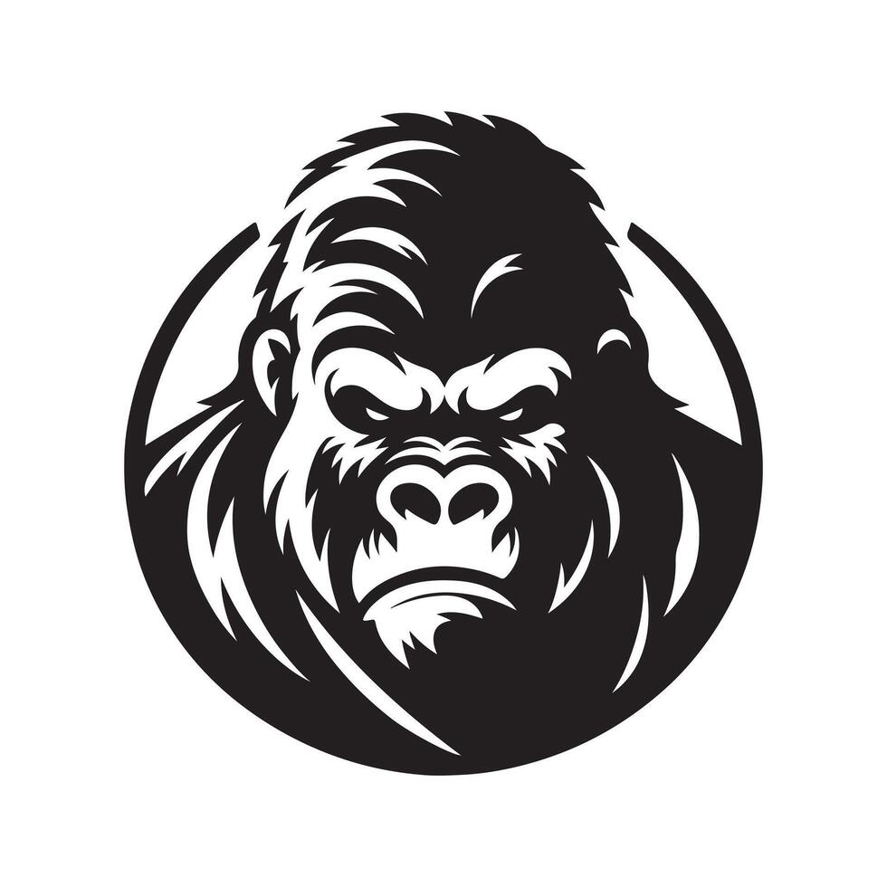 Western Gorilla Black Silhouette for Creative Projects vector