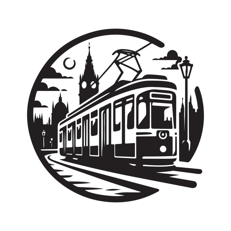 Tram Silhouette for Transportation Branding vector
