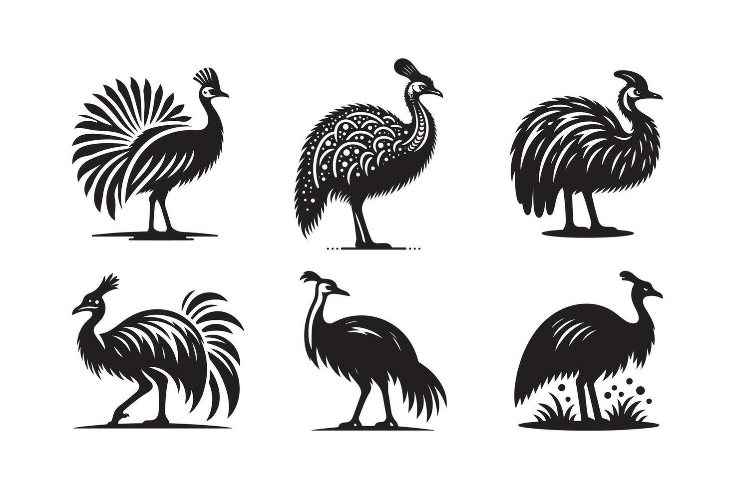 Minimalist Cassowary Silhouette Design vector