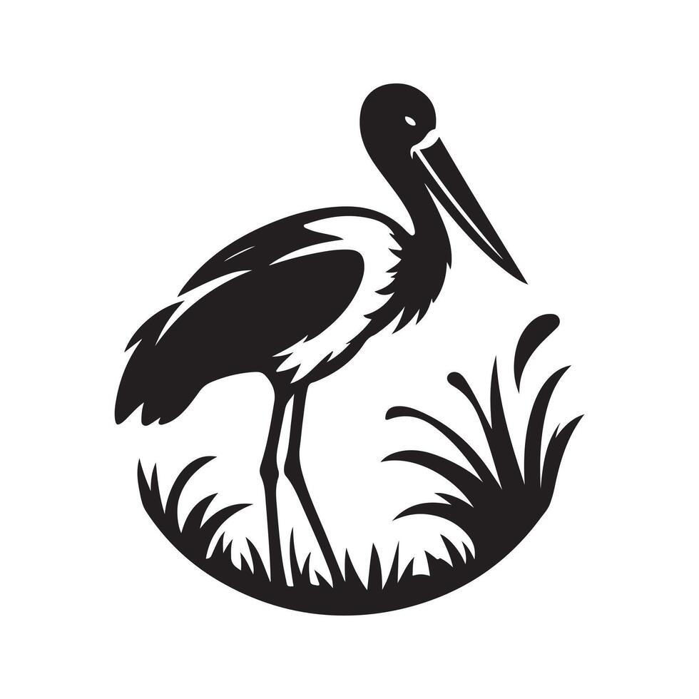 Versatile Saddle Billed Stork Silhouette for Logos vector
