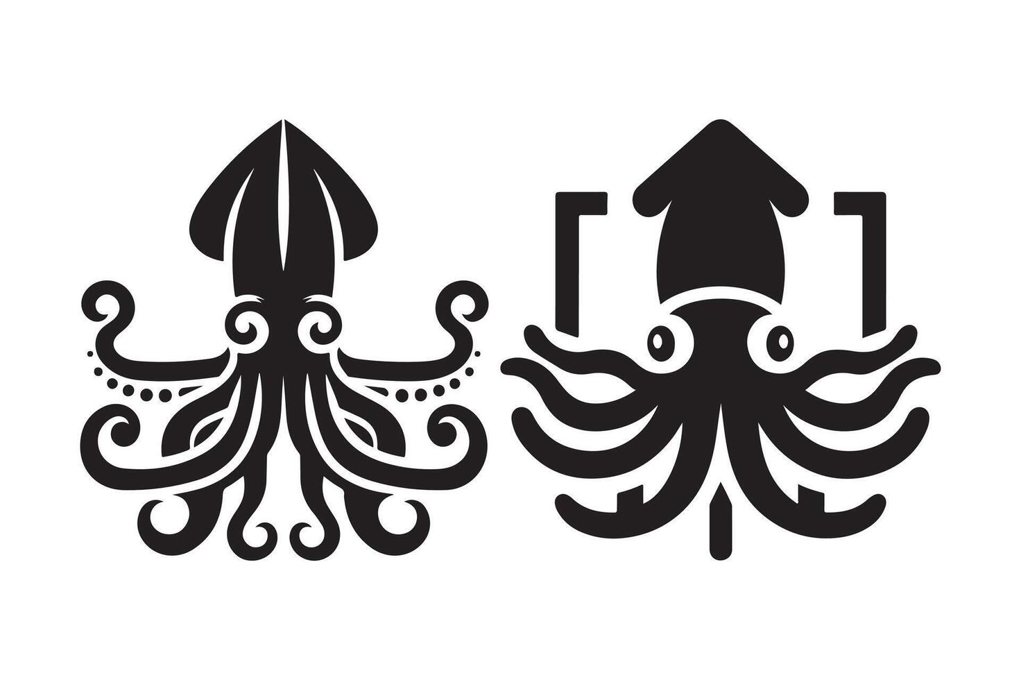 Modern Squid Silhouette for Print Media vector