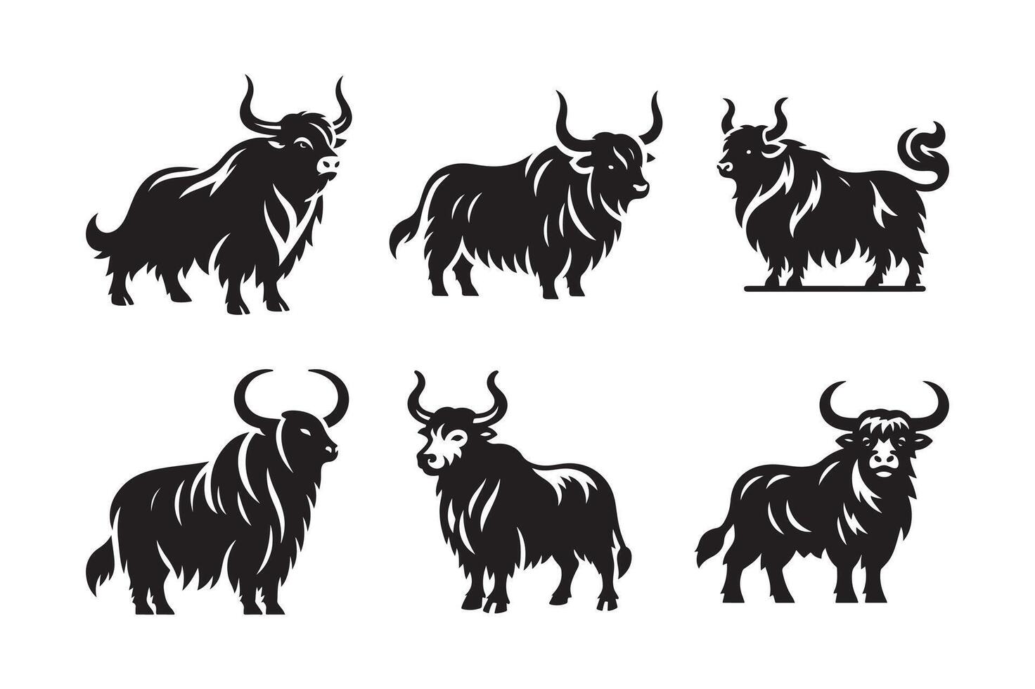 Domestic Yak Silhouette for Signage vector