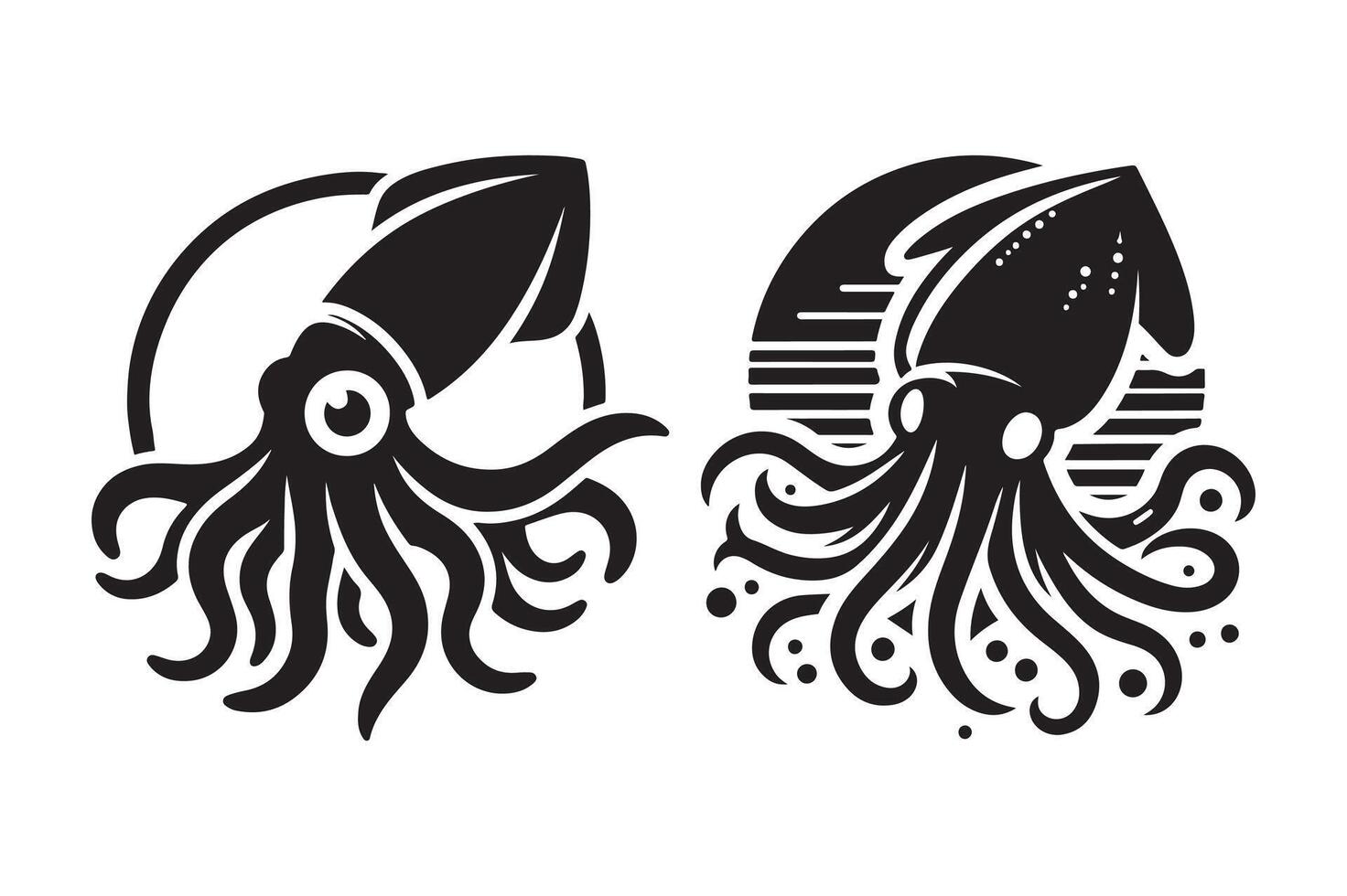 Squid Silhouette for Apparel Graphics vector