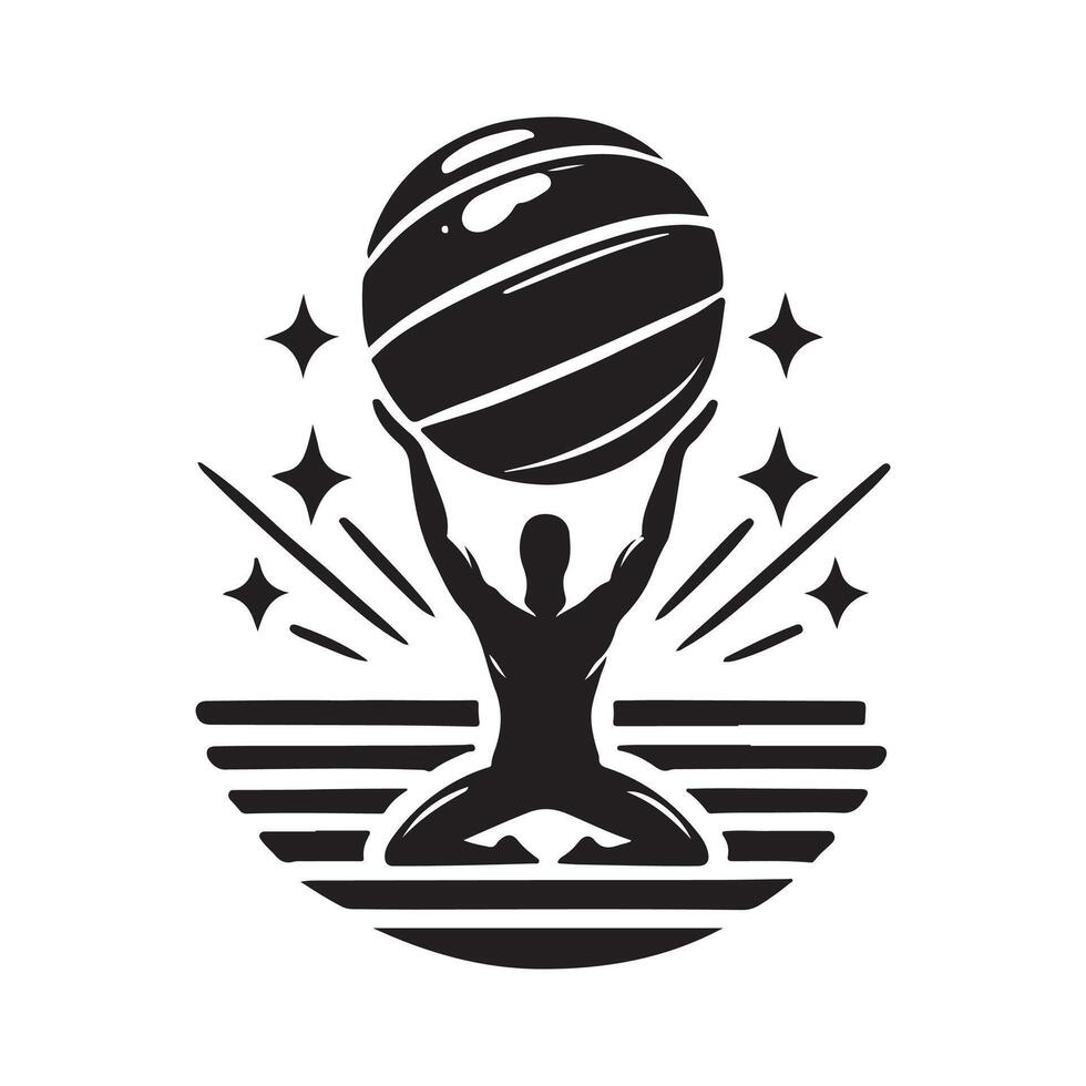 Minimalist Stability Ball Silhouette Illustration vector