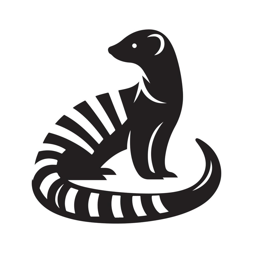 Banded Mongoose Black Silhouette for Posters vector