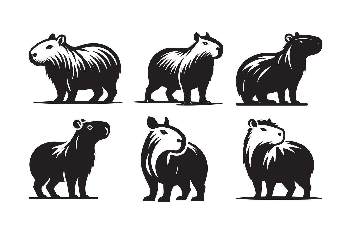 Black and White Capybara Silhouette vector