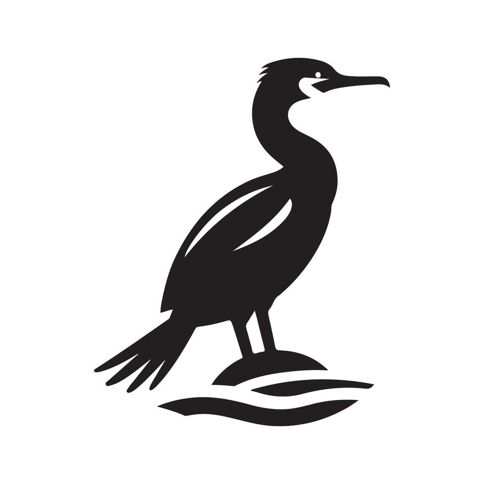 Double Crested Cormorant Black Silhouette for Marketing vector