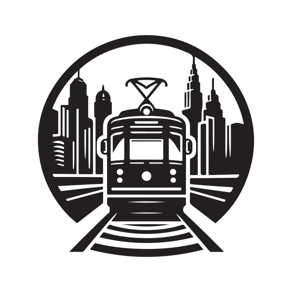 Unique Tram Silhouette for Urban Illustrations vector