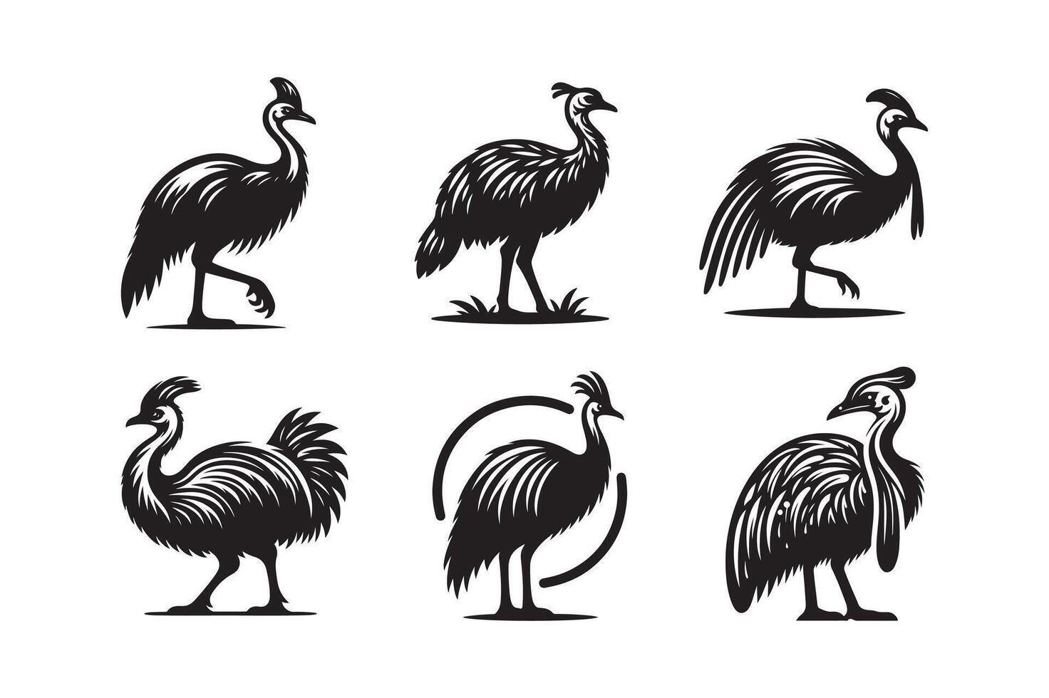 Abstract Cassowary Silhouette Art vector