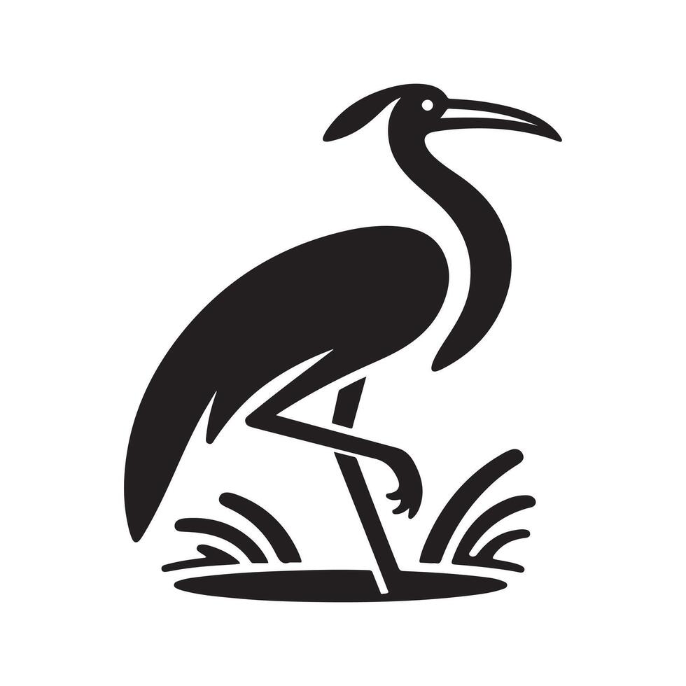 Stylish Jabiru Silhouette for Icons vector