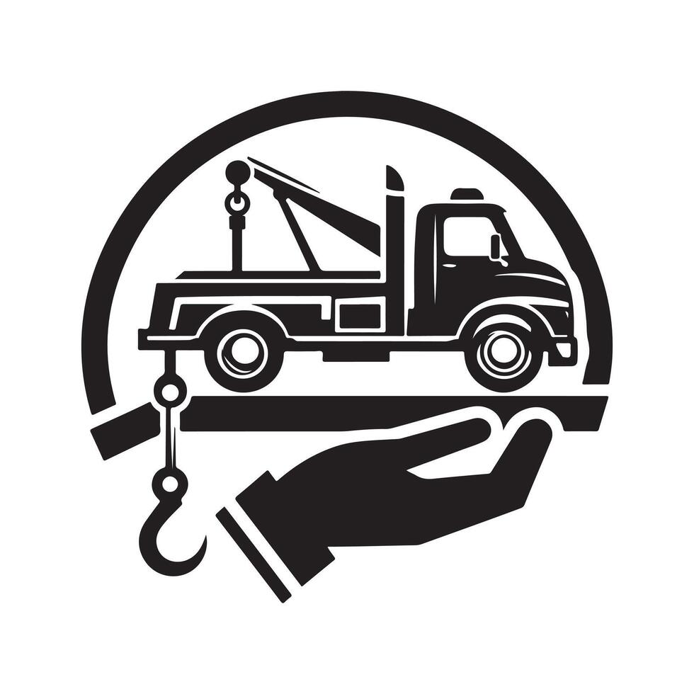 Tow Truck Silhouette for Vehicle-related Projects vector