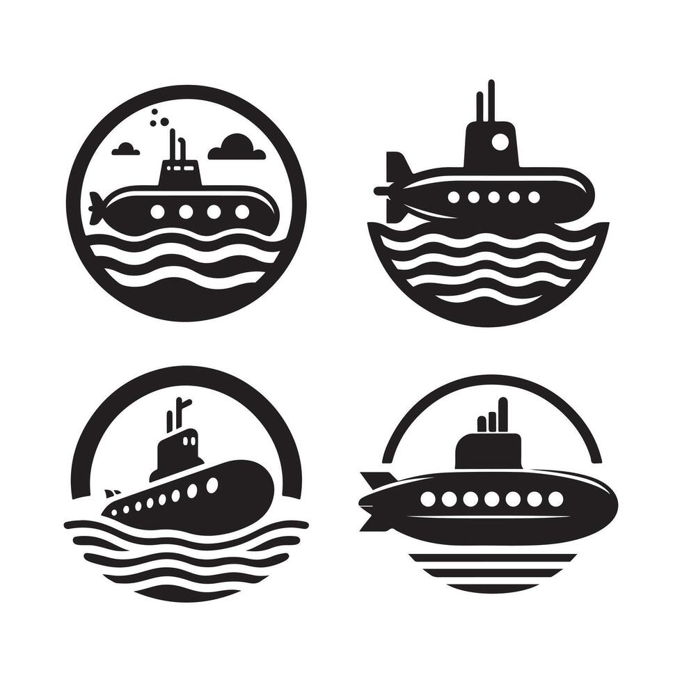 Underwater Submarine Silhouette Art vector