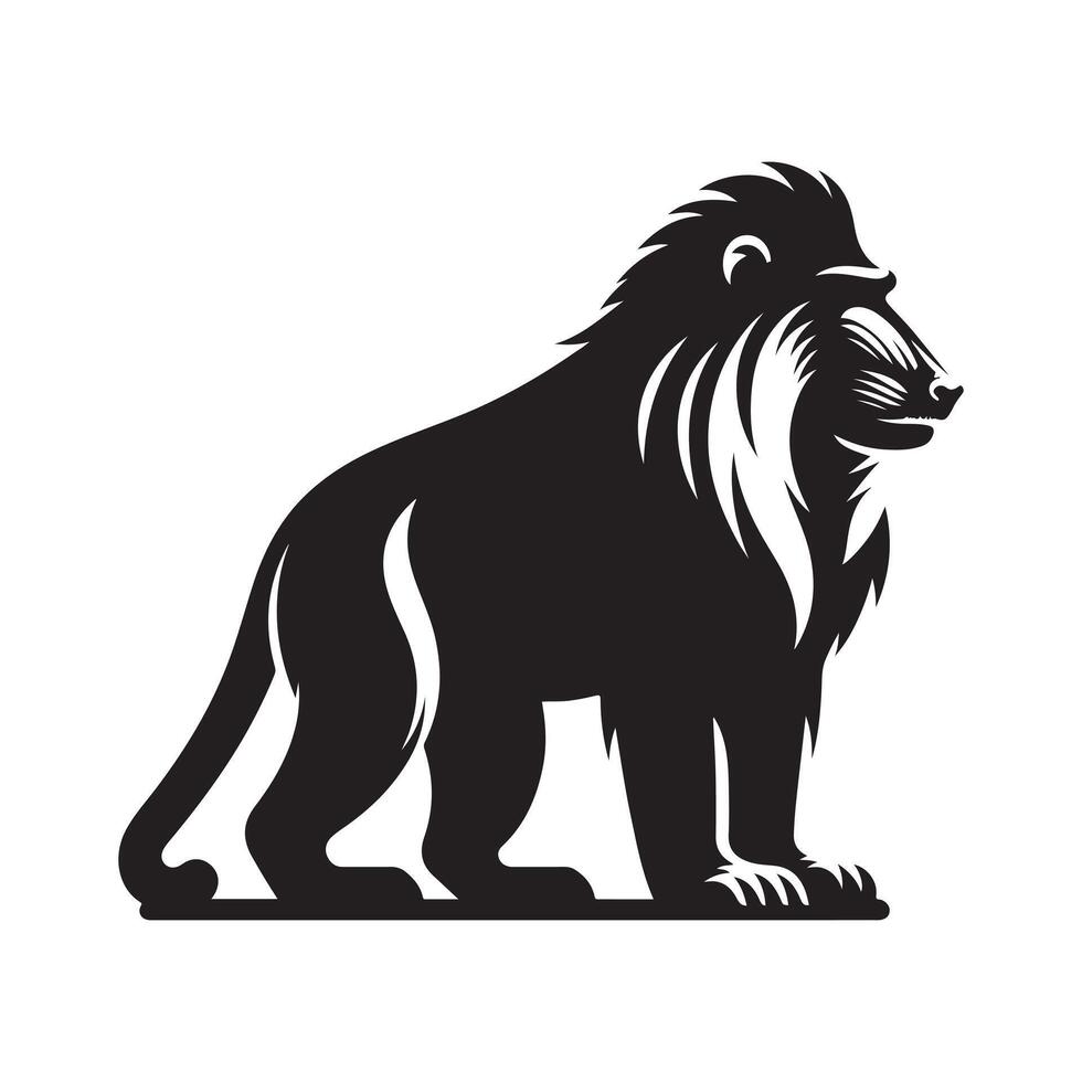 Detailed Mandrill Silhouette Illustration vector