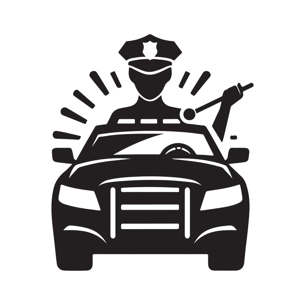 Dynamic Policecar Silhouette for Graphics vector