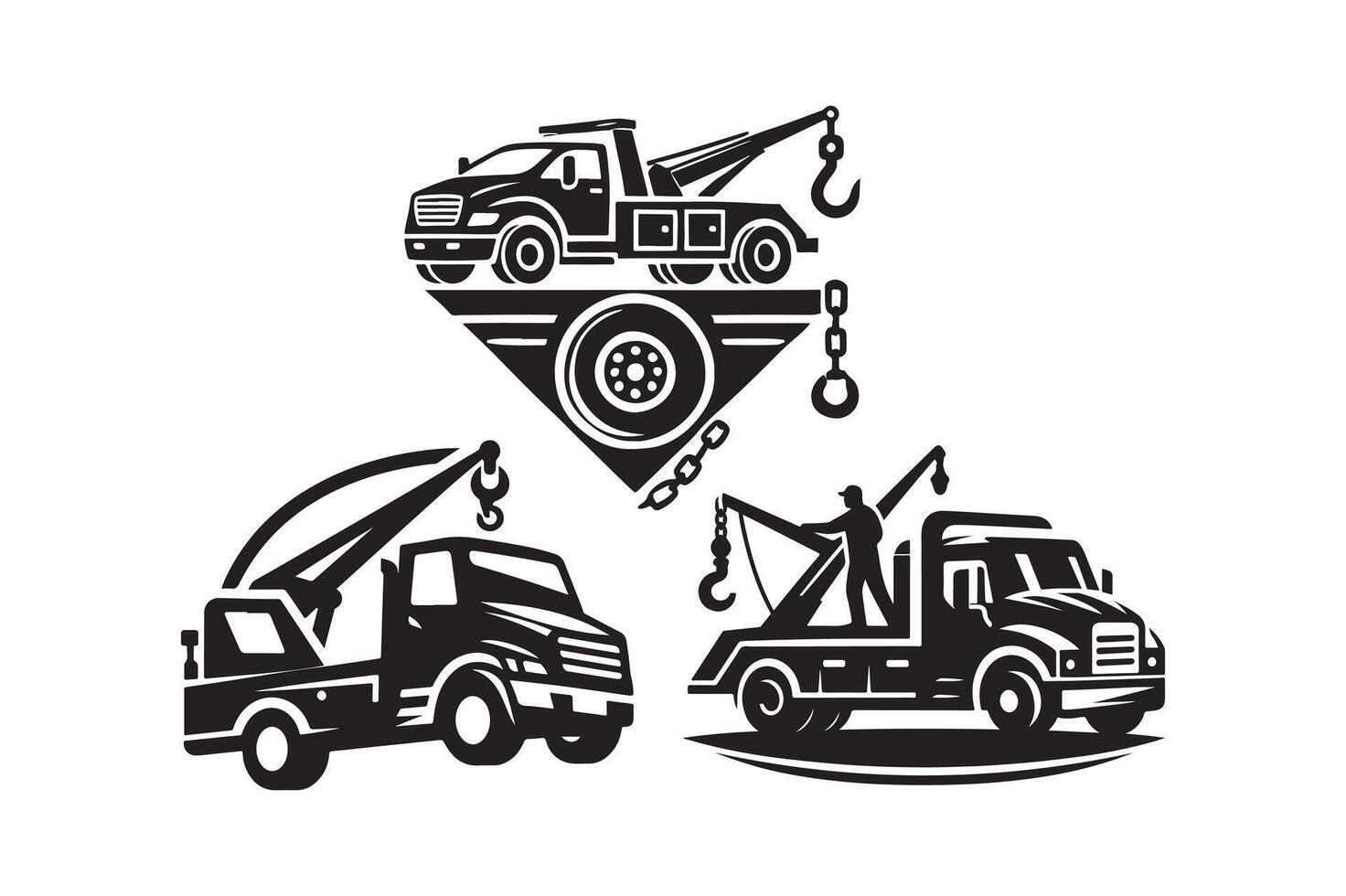 Tow Truck Silhouette for Auto Service Branding vector