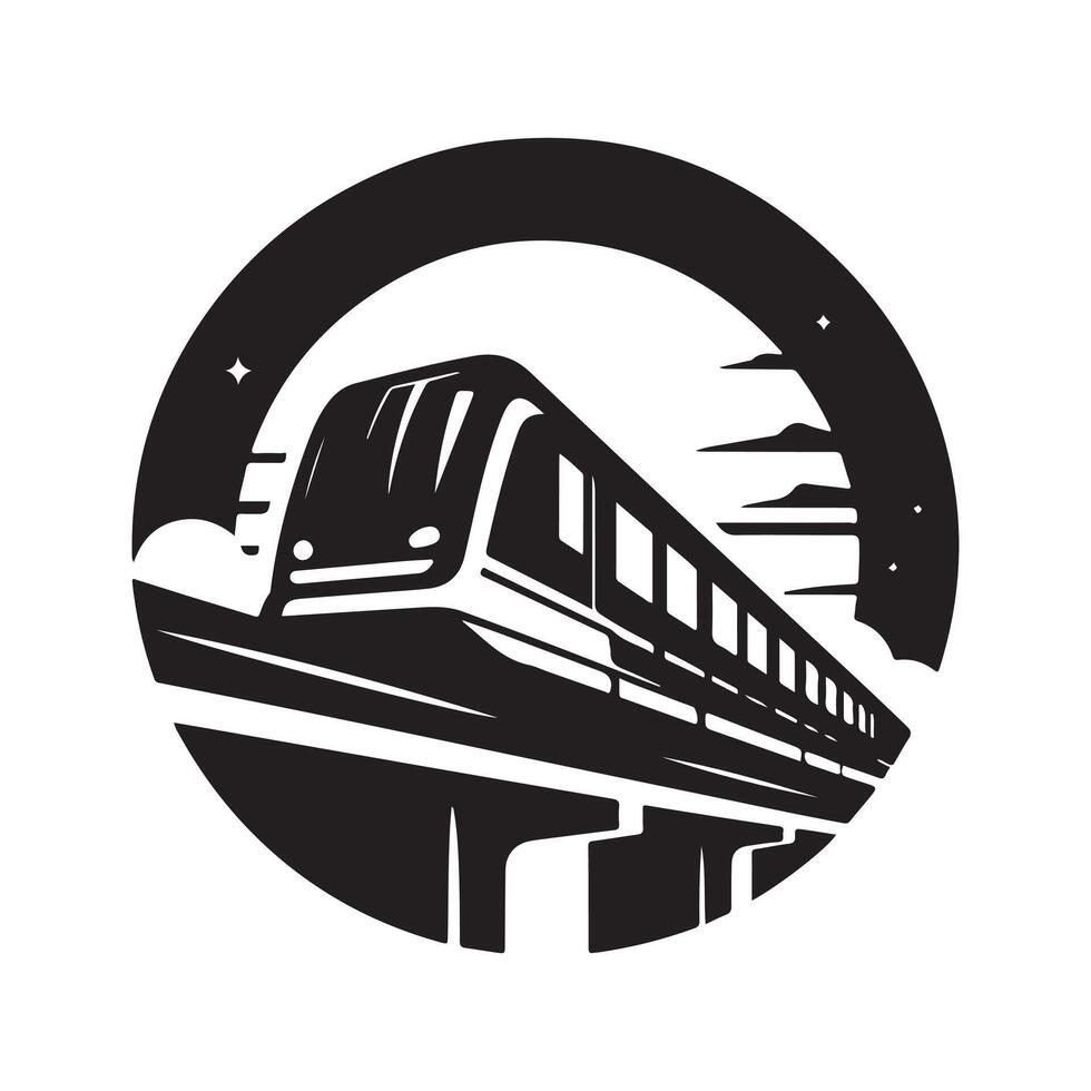Clean Monorail Silhouette for Graphic Design vector