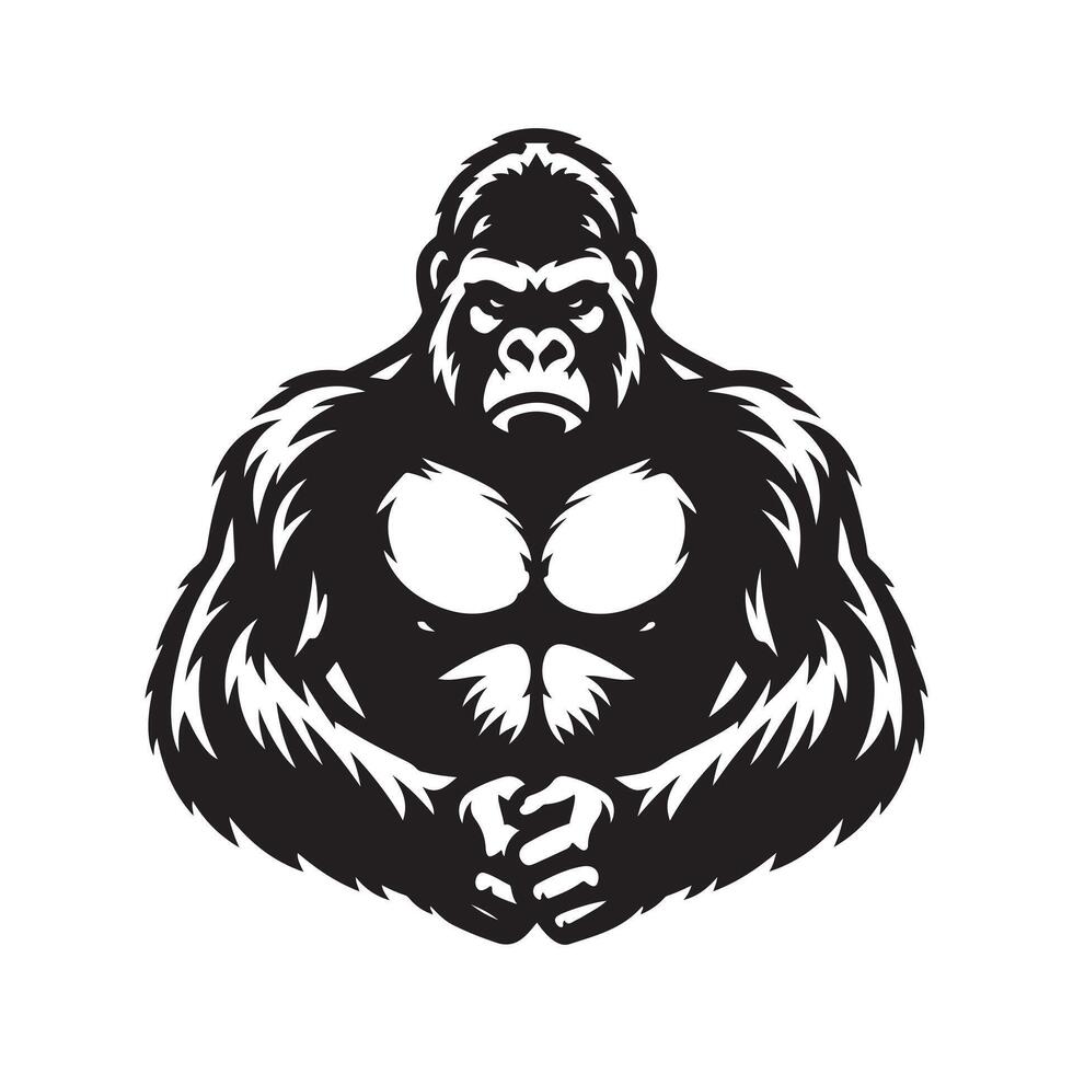 Western Gorilla Black Silhouette for Online Stores vector