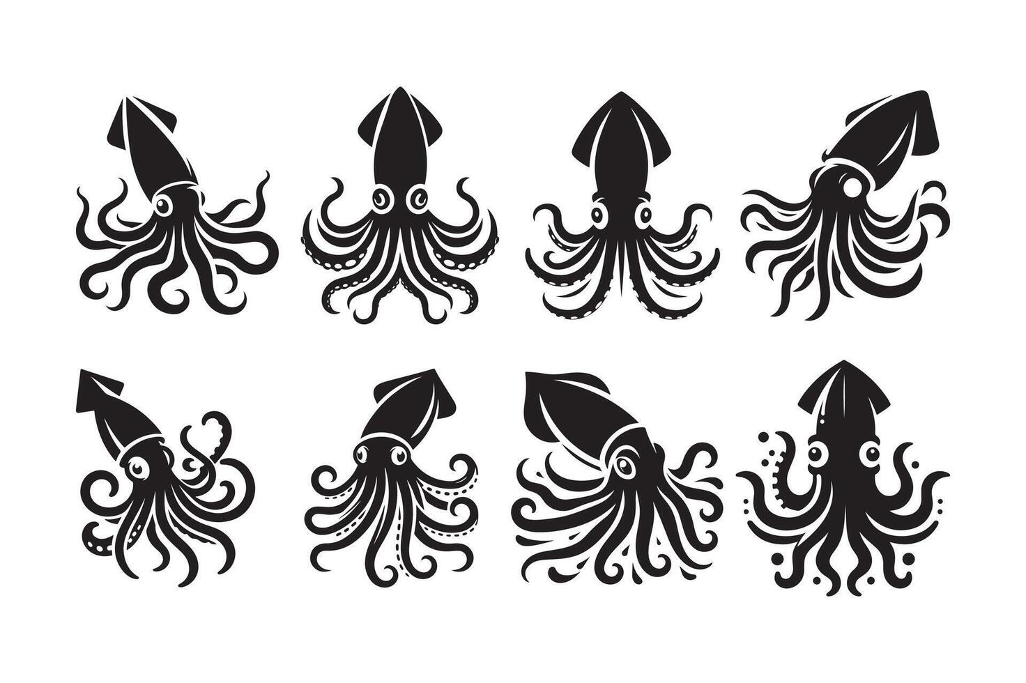 Artistic Squid Silhouette for Visual Art vector
