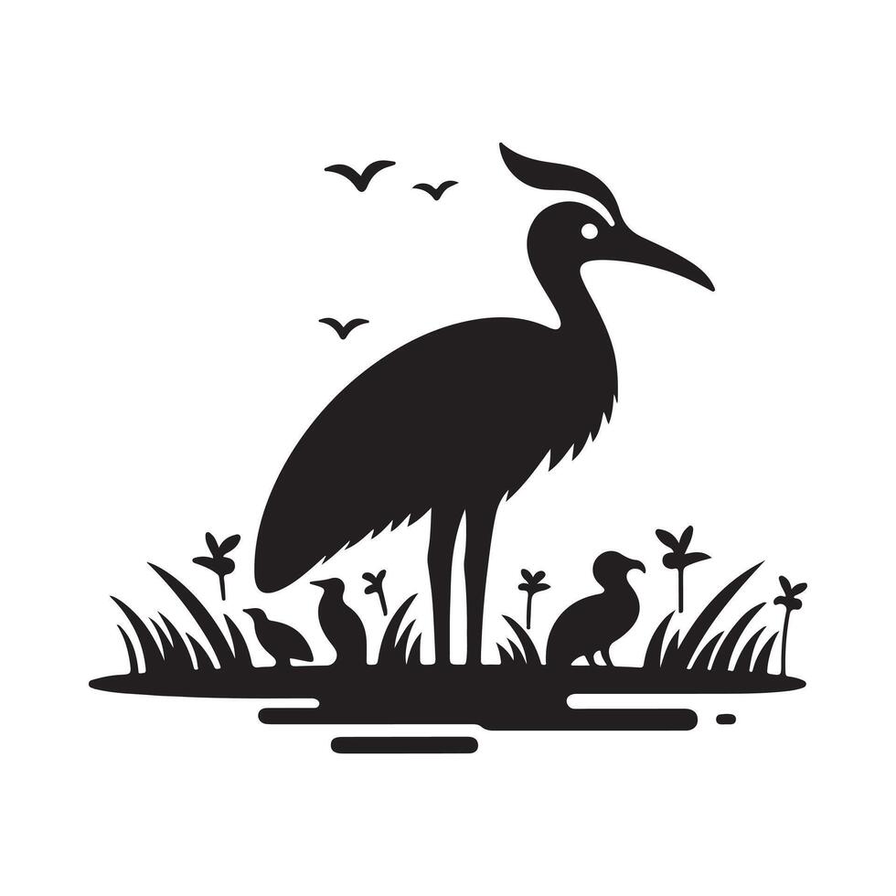 Jabiru Bird Silhouette for Marketing vector