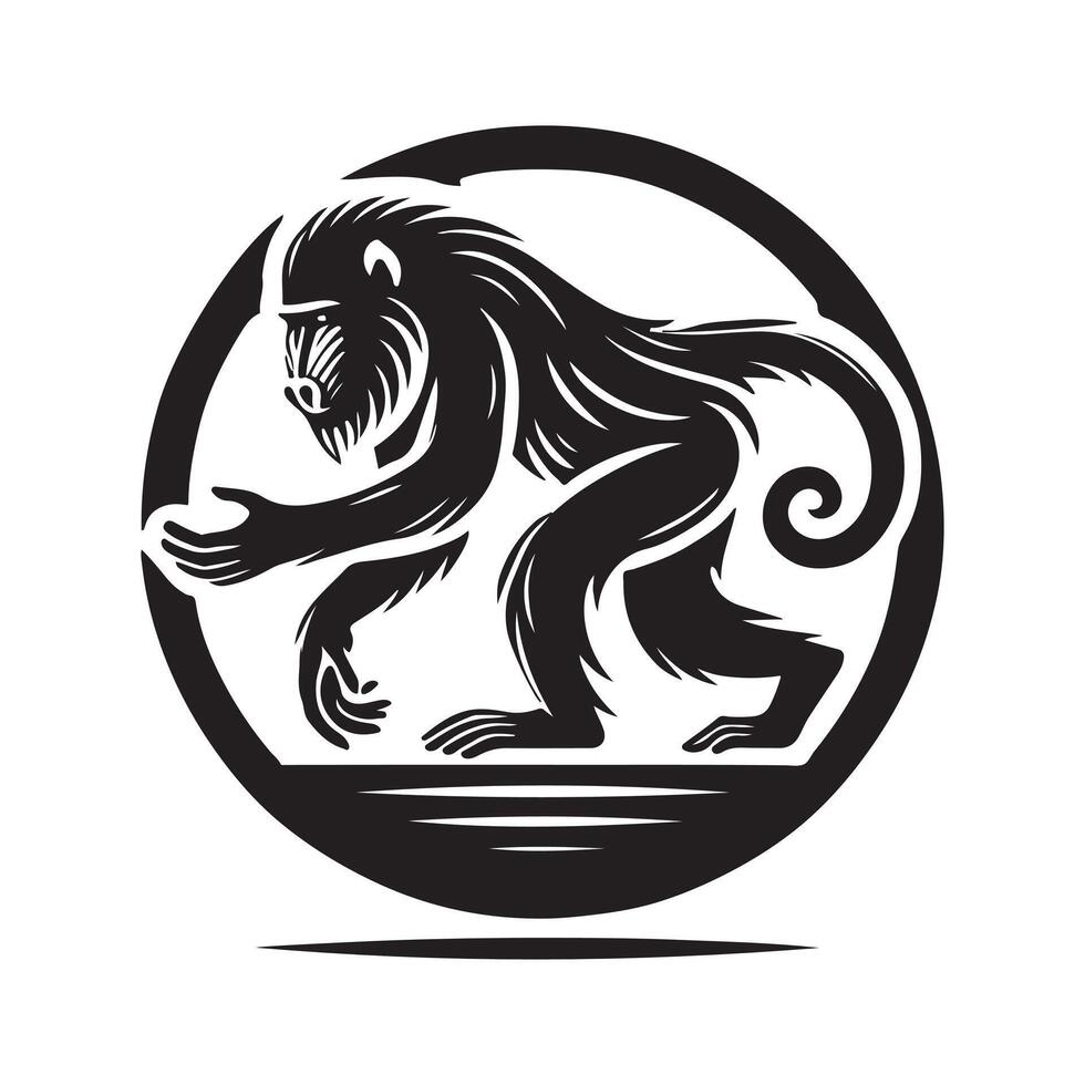 Mandrill Silhouette for Stickers and Labels vector
