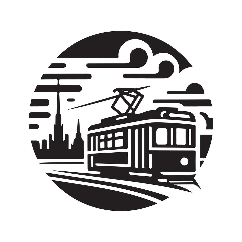 Modern Tram Silhouette for City Projects vector