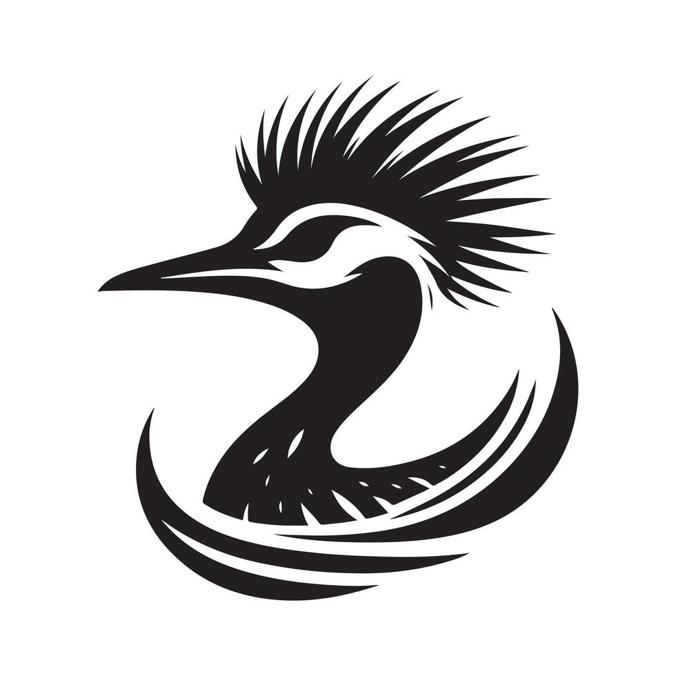 Grey Crowned Crane Silhouette for Stationery vector