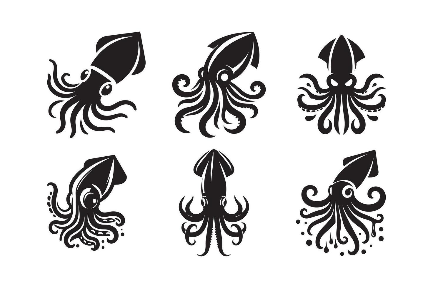 Squid Silhouette for Artistic Creations vector