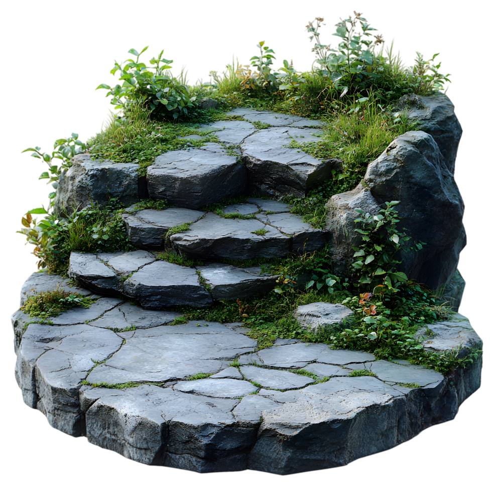 Stone Steps Overgrown with Greenery Nature Landscape png