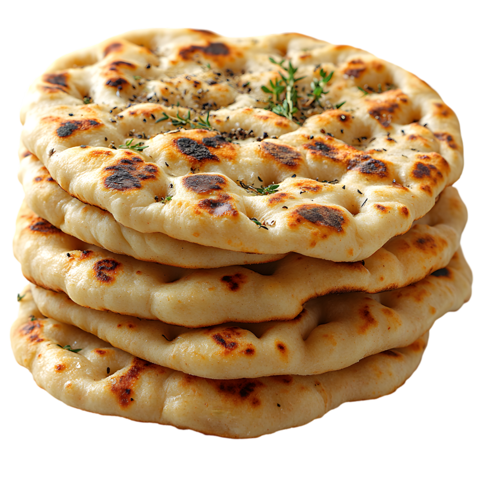 Delicious Herb Seasoned Naan Bread Stack png
