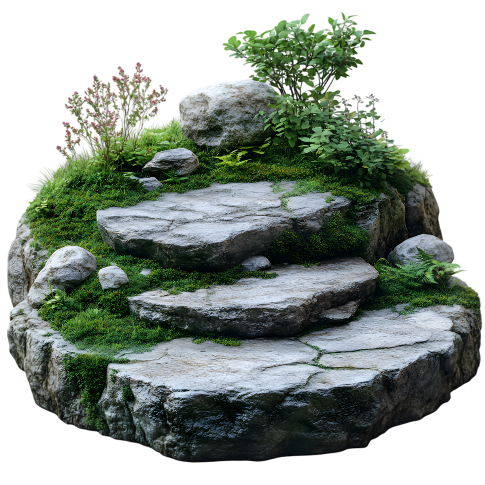 Stone Steps Mossy Rock Garden Nature Scene png